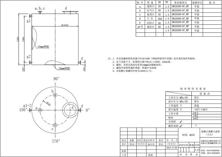 硫酸计量罐